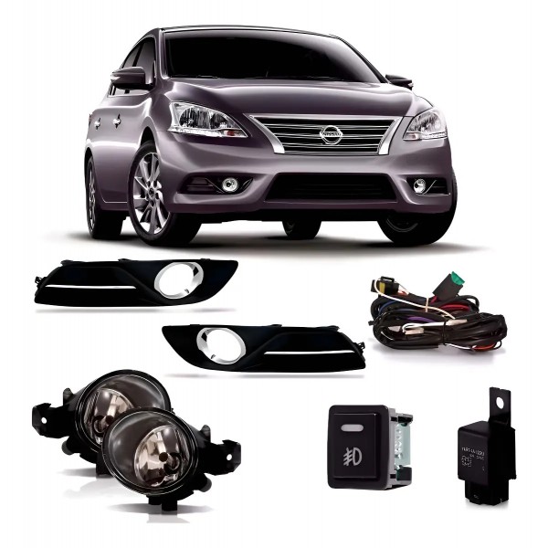 Kit Farol Milha Neblina Sentra 2013 À 2016 Friso Cromado Transparente