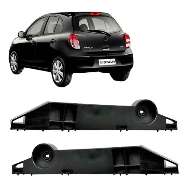 Par Guia Suporte Parachoque Traseiro March 2010/2014 Oferta