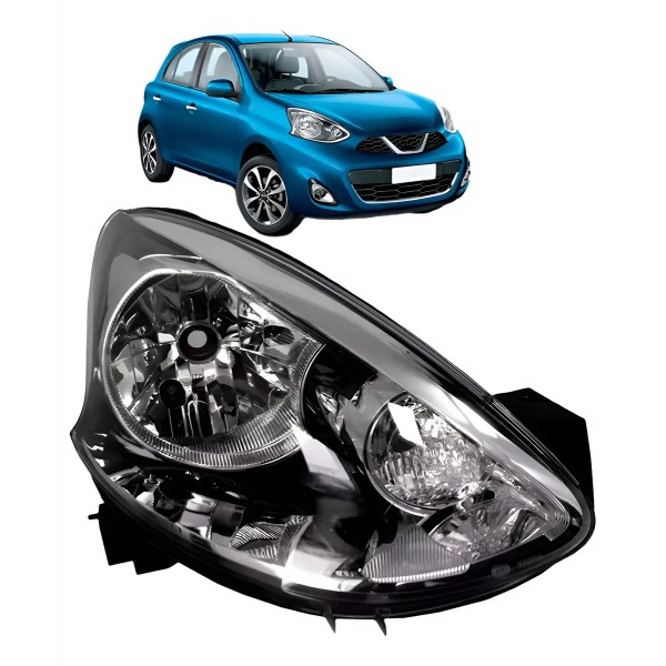 Farol March 2014 15 16 17 18 19 2020 Manual Cromado E Preto