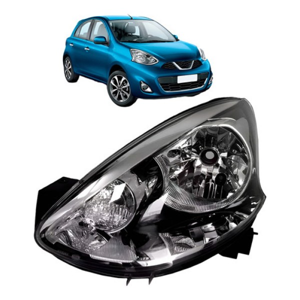 Farol March 2014 15 16 17 18 19 2020 Manual Cromado E Preto