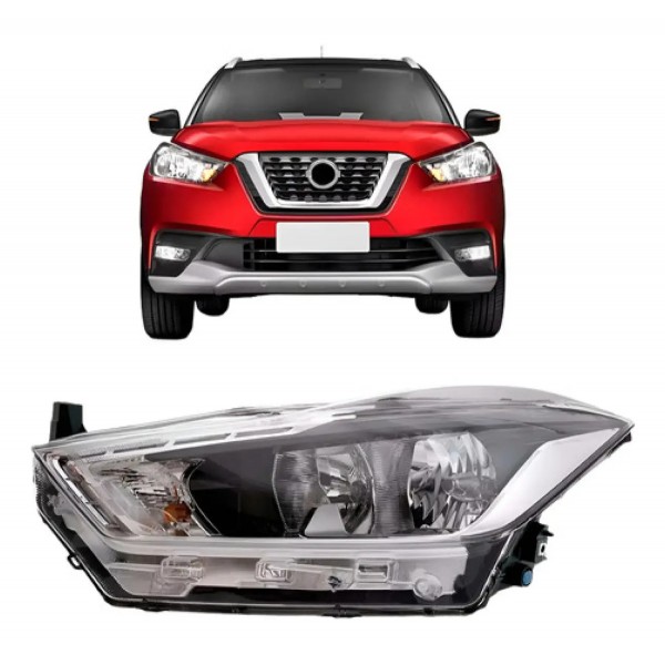 Farol Kicks 2017 18 19 20 2021 Com Motor Sem Projetor S/ Led