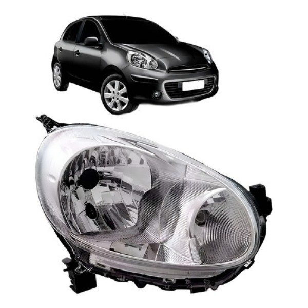 Farol Para Nissan March 2011 2012 2013 Cromado Manual