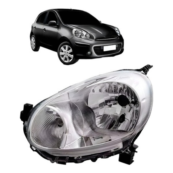 Farol Para Nissan March 2011 2012 2013 Cromado Manual