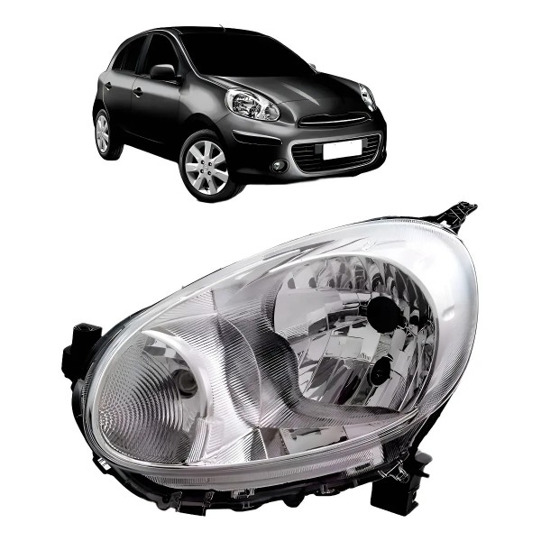 Farol Para Nissan March 2011 2012 2013 Cromado Manual
