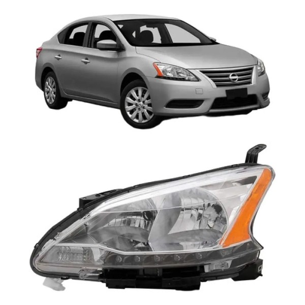 Farol Para Nissan Sentra 2014 2015 2016 Cromado Com Led