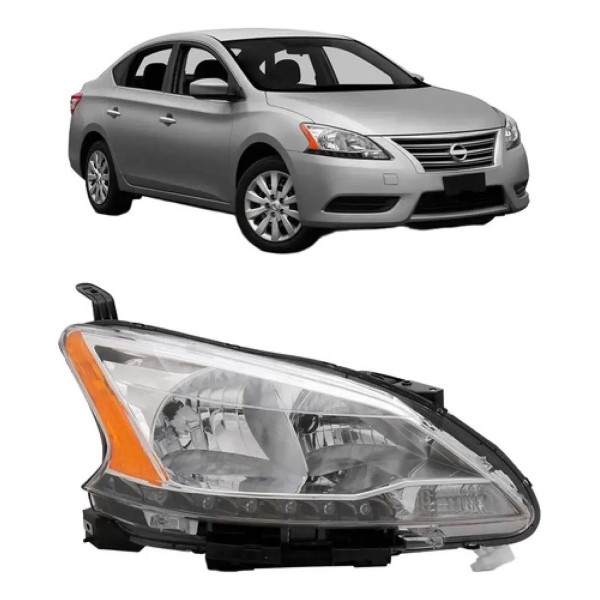 Farol Cromado Com Led Sentra 2014 A 2016