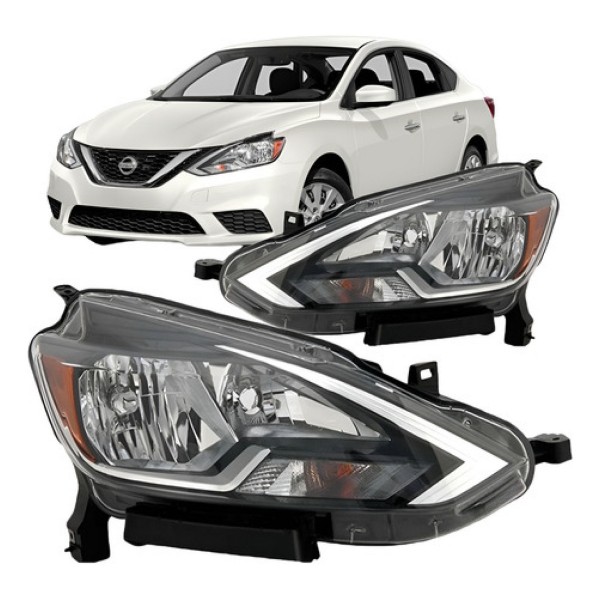 Farol Sentra 2016 2017 2018 Mascara Negra Sem Led