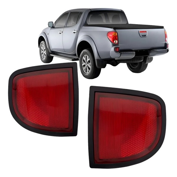 Par Lanterna Refletor Neblina L200 Triton 07 A 12 Parachoque Ambos Lados Vermelho