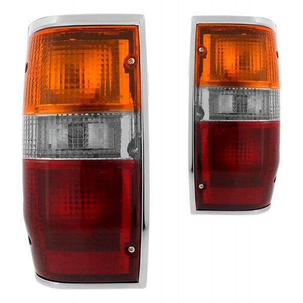 Par Lanterna Traseira L200 1987 88 89 90 A 1995 Aro Cromado Ambos Lados Tricolor