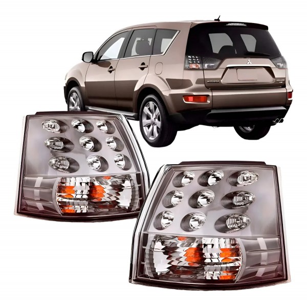 Par Lanterna Traseira Outlander 2007 A 2012 Canto Com Led Ambos Lados
