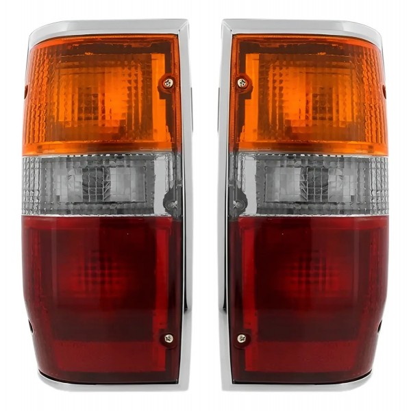 Par Sinaleira Traseira L200 1992 A 2003 Tricolor Aro Cromado Ambos Lados Vermelho