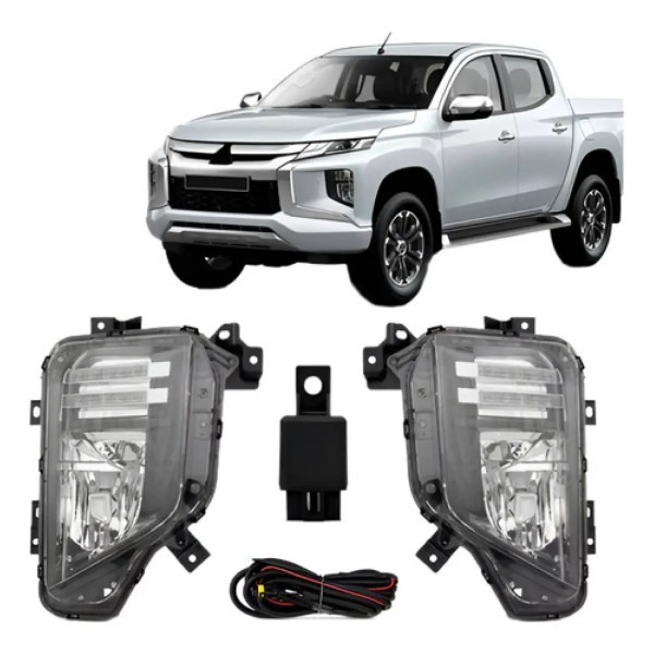 Kit Farol Milha Auxiliar Triton 2020 21 22 23 2024 Sem Led