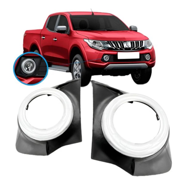 Par Moldura Farol Milha Triton 2016 2017 2018 Aro Cinza Preto