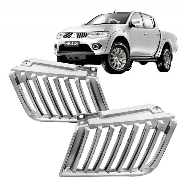 Par Grade Radiador L200 Triton Cromada 2007 A 2010 Cromado
