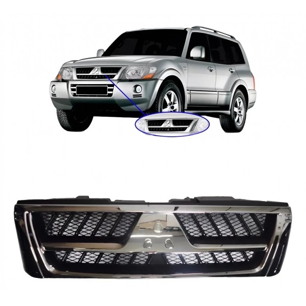 Grade Preta Pajero Full 2003 04 05 06 2007 C/friso Cromado Cromado