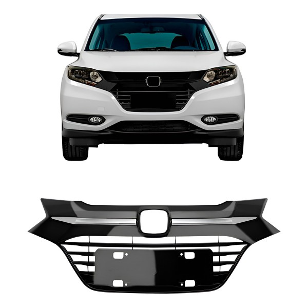 Grade Radiador Hrv 2015 A 2017 Preto C/ Friso Cromado