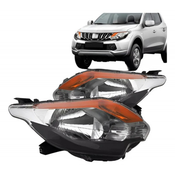 Par Farol L200 Triton 2016 A 2023 Mascara Negra Pisca Ambar