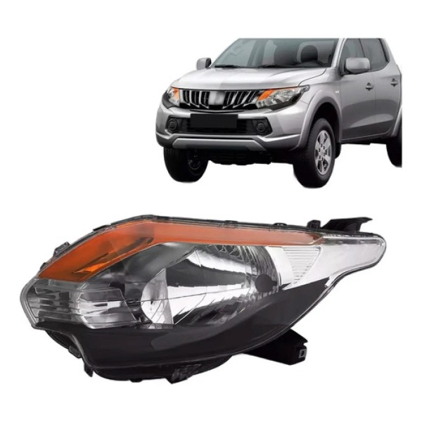 Farol L200 Triton 2016 A 2023 Mascara Negra Pisca Ambar