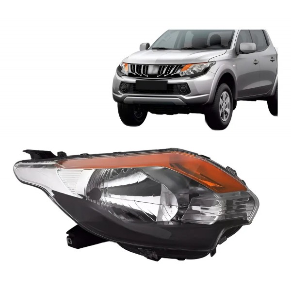 Farol L200 Triton 2016 A 2023 Mascara Negra Pisca Ambar