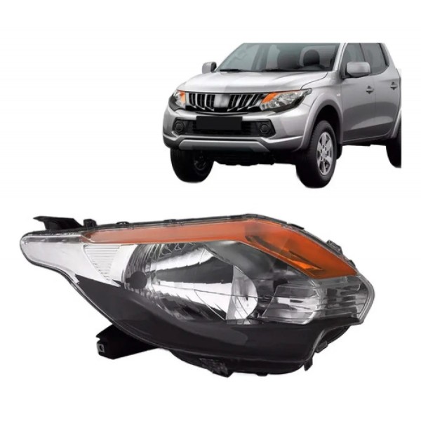 Farol L200 Triton 2016 A 2023 Mascara Negra Pisca Ambar