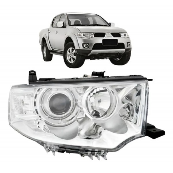Farol Para Mitsubishi L200 2013 2014 2015 Cromado