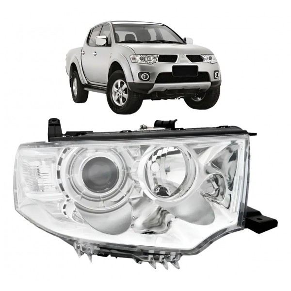 Farol Para Mitsubishi L200 2013 2014 2015 Cromado