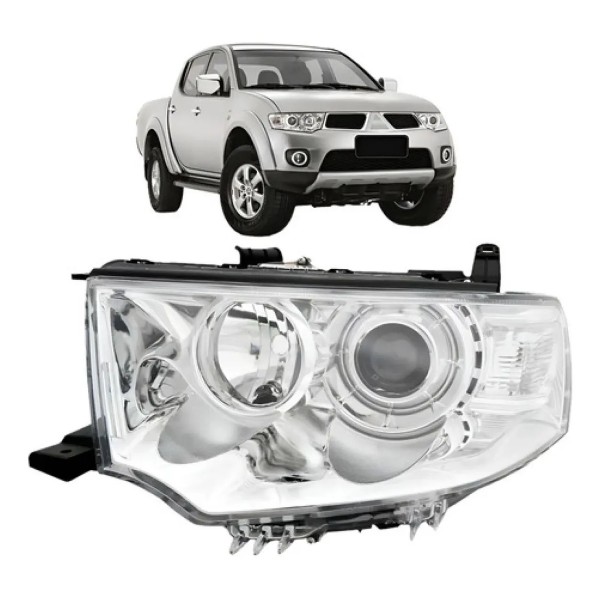 Farol Para Mitsubishi L200 2013 2014 2015 Cromado