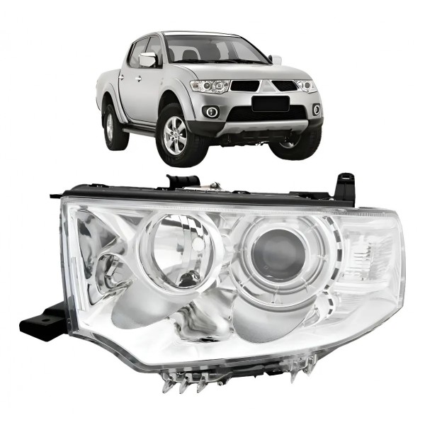 Farol Para Mitsubishi L200 2013 2014 2015 Cromado