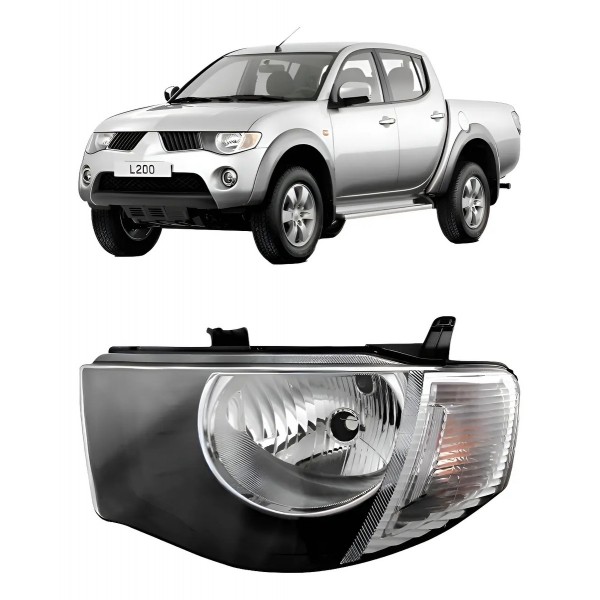 Farol L200 Triton 2007 A 2016 Foco Simples Pisca Cristal Esquerdo/motorista