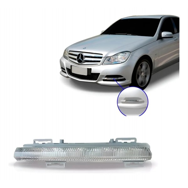 Farol Milha Led Mercedes C180 C200 Ano 2012 2013 2014 Cristal Esquerdo