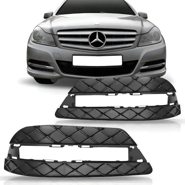 Jogo Tela Parachoque Dianteiro Mercedes C180 2012 2013 2014 Preto
