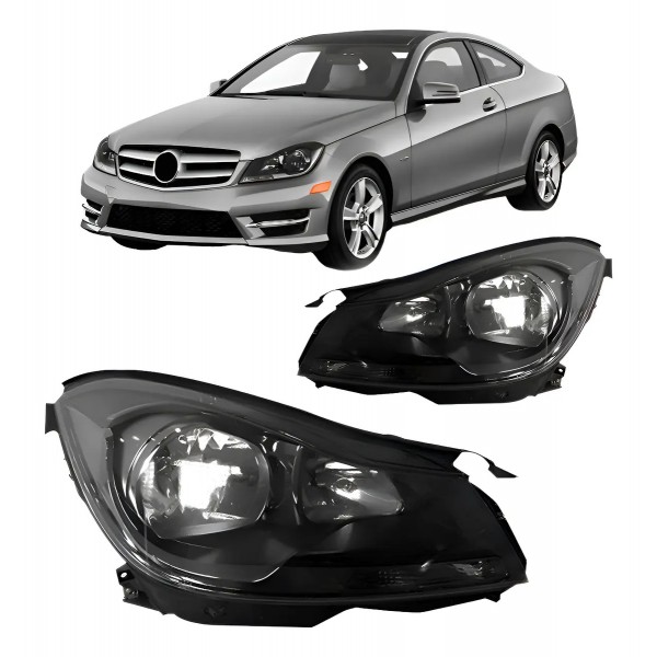 Par Farol Mercedes Classe C 2012  A 14 Máscara Negra S Xênon Ambos Lados