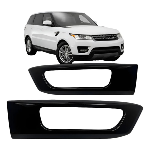 Par Moldura Milha Auxiliar Range Rover Sport 2014 A 2018 Preto
