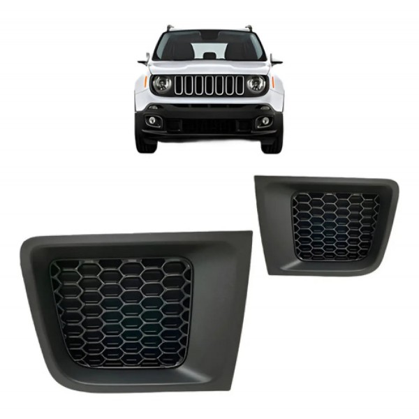 Par Moldura Grade Parachoque Jeep Renegade 2015 16 17 2018 Preto