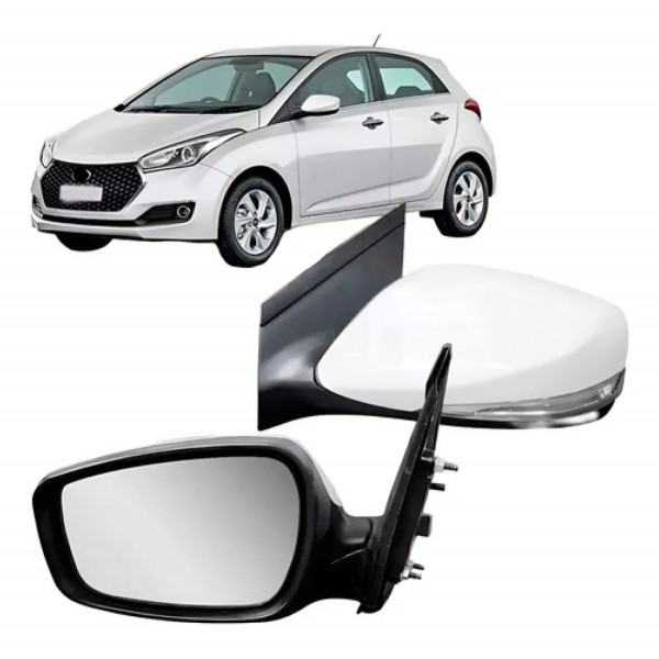 Retrovisor Hb20 2012 2013 2014 2019 Branco Elétrico Retrátil