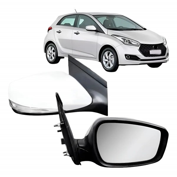 Retrovisor Hb20 2012 2013 2014 2019 Branco Elétrico Retrátil