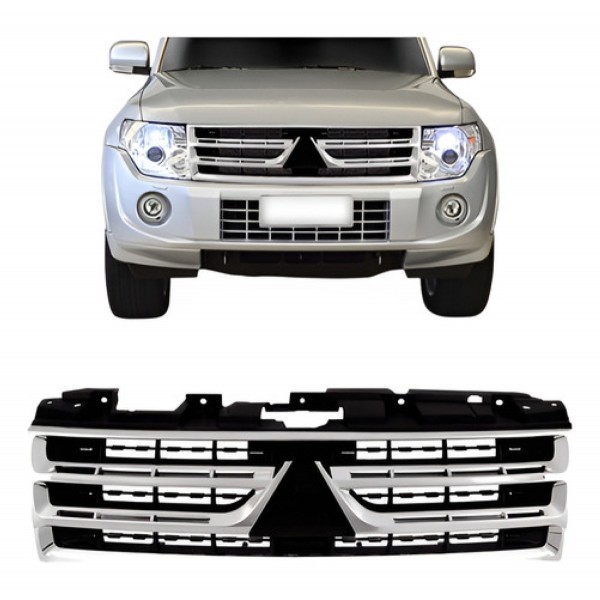 Grade Radiador Pajero Full 11 A 15 Preto E Cromado Preto
