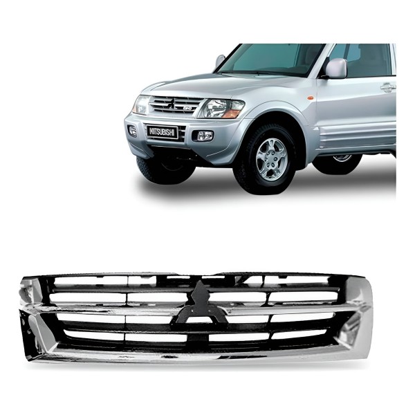 Tela Radiador Pajero Full 2001 2002 2003 Cromado Com Preto