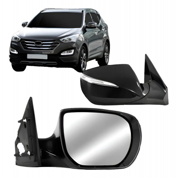 Retrovisor Santa Fe 2014 A 2019 Elétrico Retratil Ld Direit Direito Passageiro