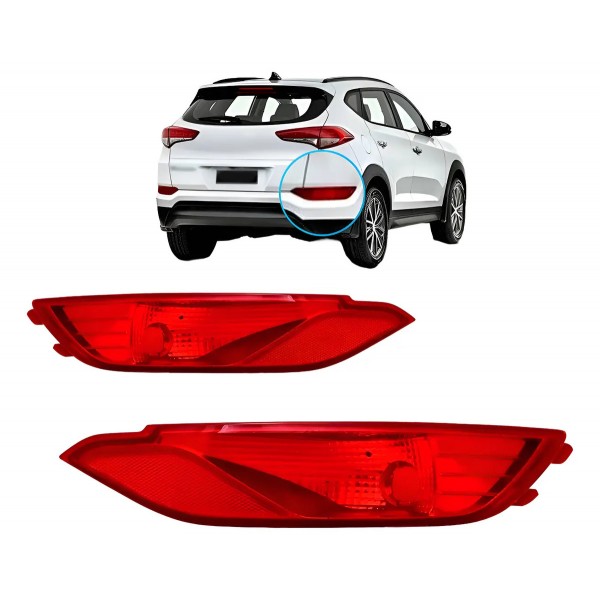 Par Refletor Parachoque Traseiro Tucson 2016 2017 2018 Vermelho
