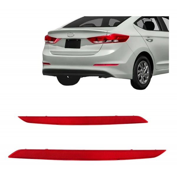 Par Refletor Parachoque Traseiro Elantra 2017 A 2018 Vermelho