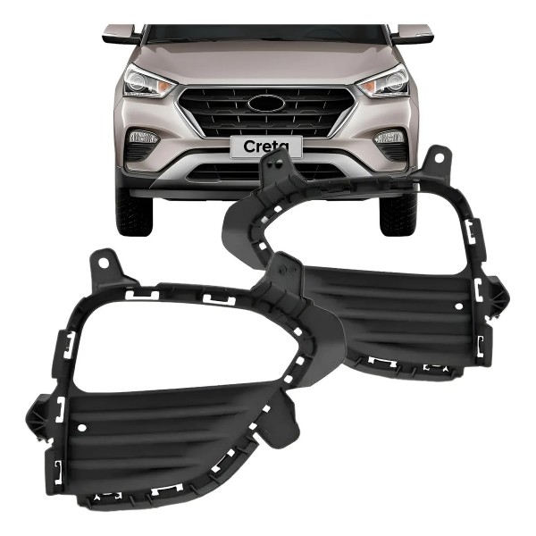Moldura Milha Auxiliar Para Hyundai Creta 17 18 19 Com Furo