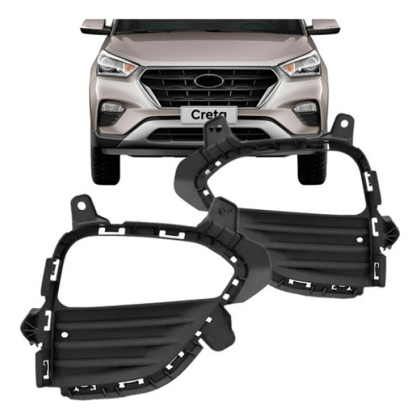 Moldura Milha Auxiliar Para Hyundai Creta 17 18 19 Com Furo