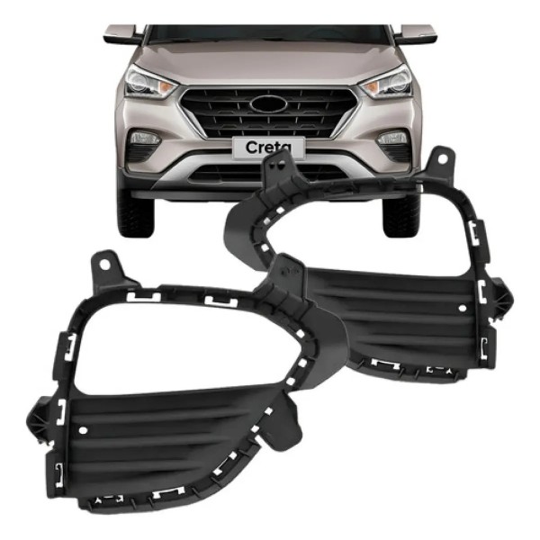 Moldura Milha Auxiliar Para Hyundai Creta 17 18 19 Com Furo