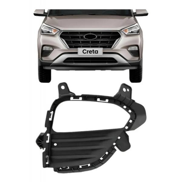Moldura Milha Auxiliar Hyundai Creta 2017 2018 2019 Com Furo
