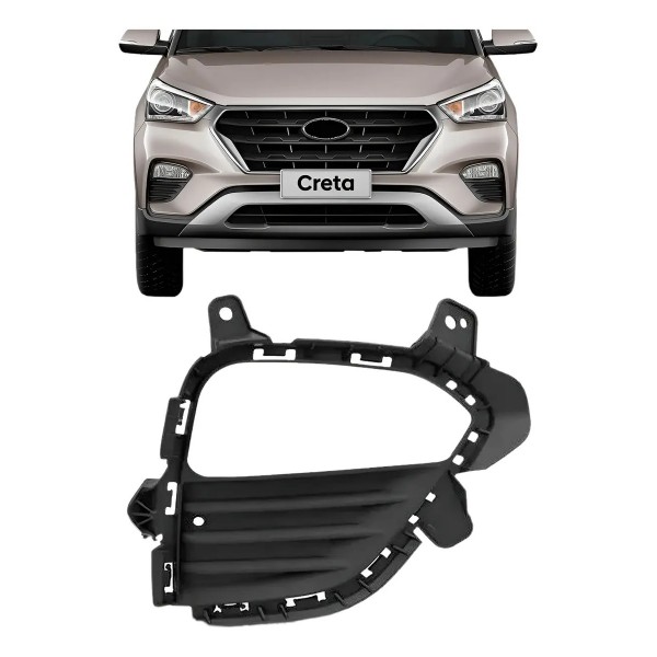 Moldura Milha Auxiliar Hyundai Creta 2017 2018 2019 Com Furo