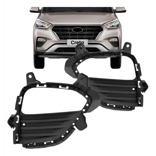 Moldura Milha Auxiliar Hyundai Creta 2017 2018 2019 Com Furo