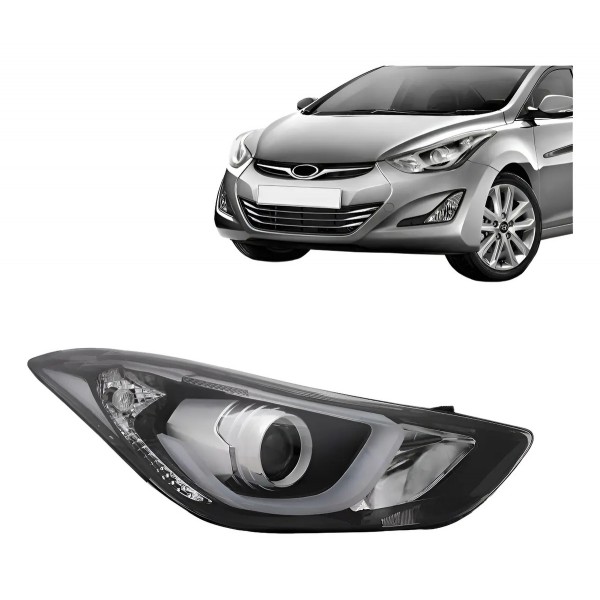 Farol Elantra 2014 2015 2016 Eletrico Com Motor Com Led