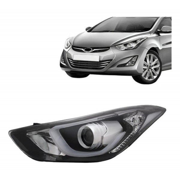 Farol Elantra 2014 2015 2016 Eletrico Com Motor Com Led