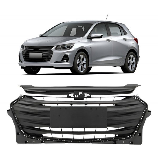 Grade Radiador Onix 2020 A 2022 Com Furo Para Friso - Preto